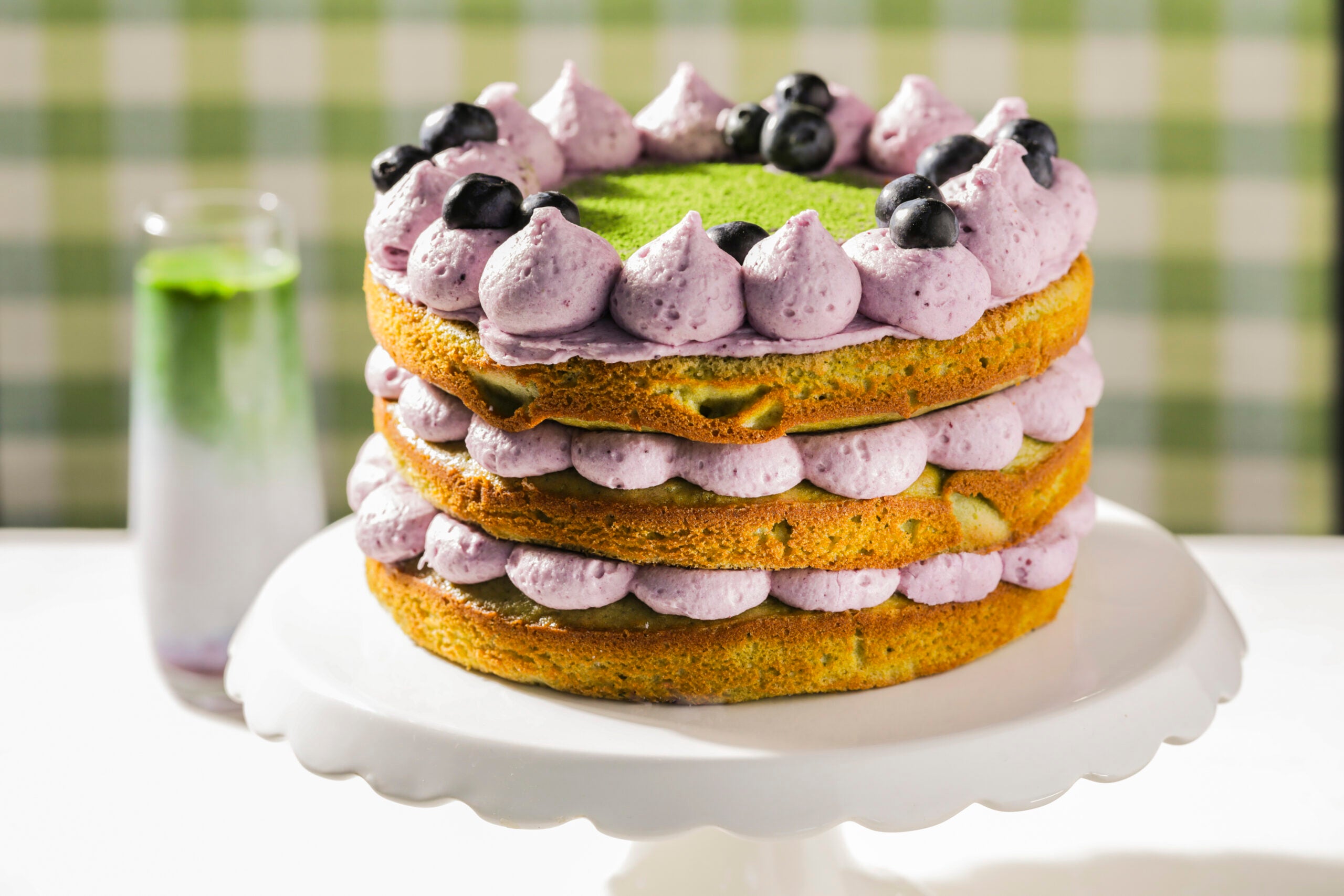 Matcha & Blueberry Cake