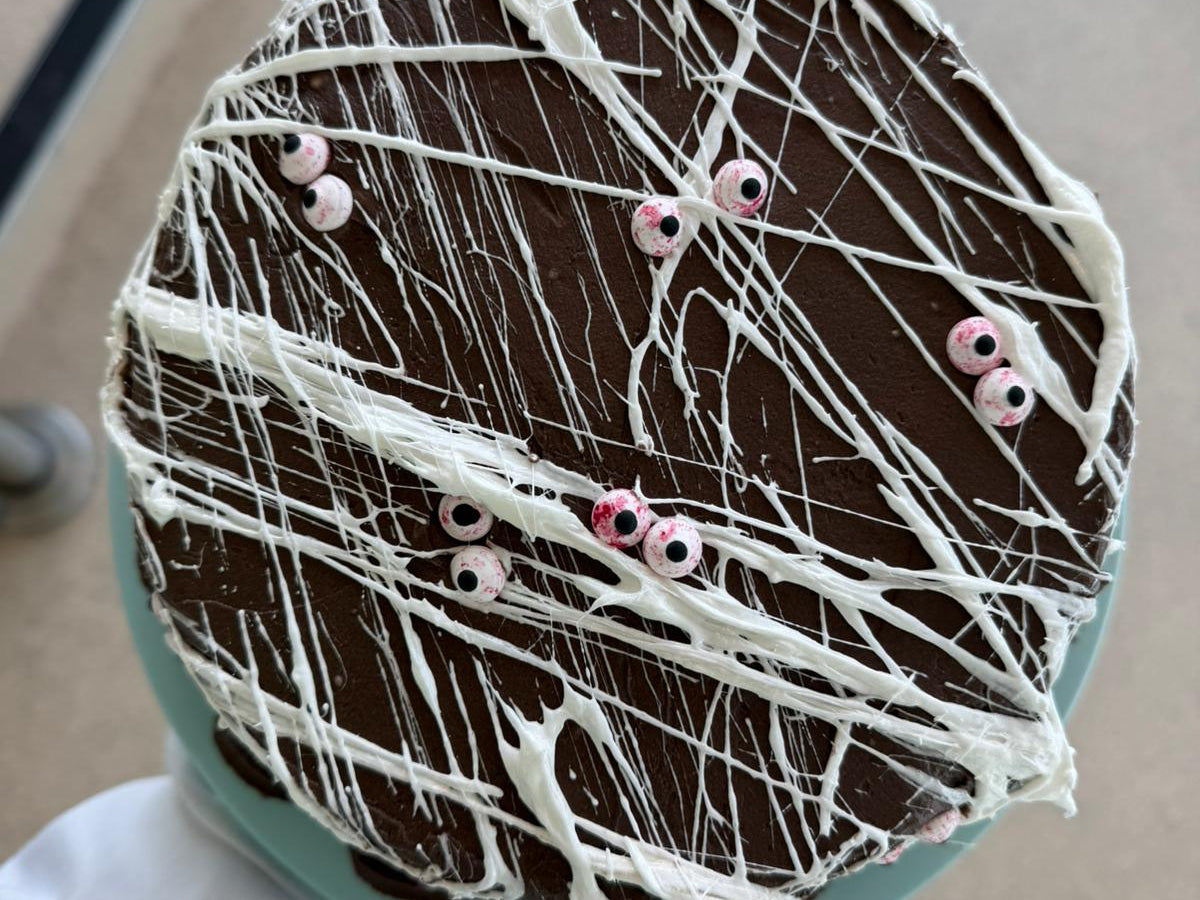 Spider web chocolate cake