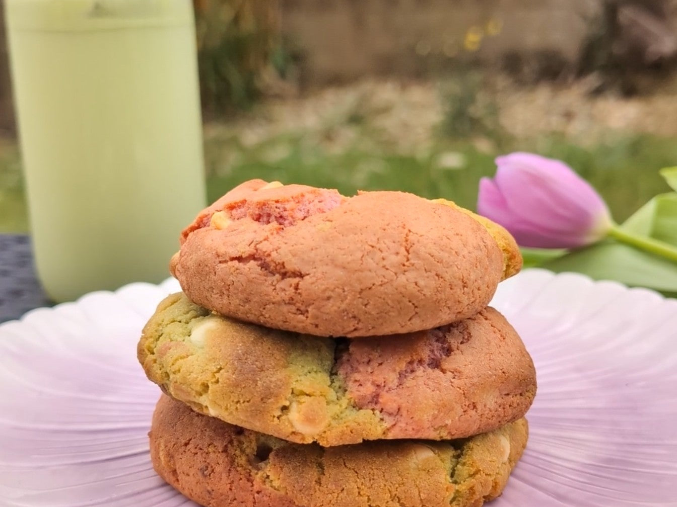 Strawberry Matcha Cookies